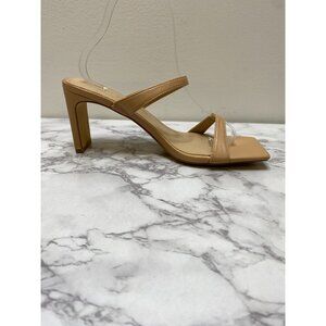 Chinese Laundry Women's Square Toe Nude Strappy Faux Leather Sandal Sz 7.5